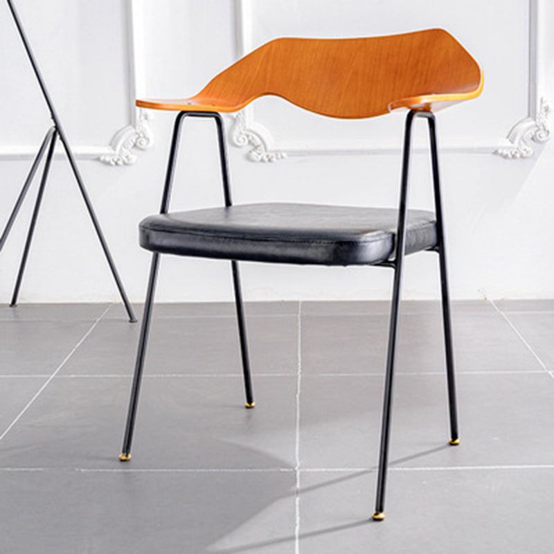 Industrial Upholstered Arm Chair Metal Dining Room Kitchen Chair