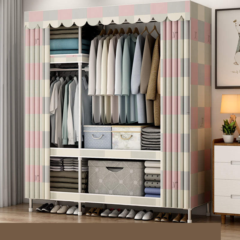 Contemporary Style Metal Wardrobe Cloth Rod Included Wardrobe Closet with Legs