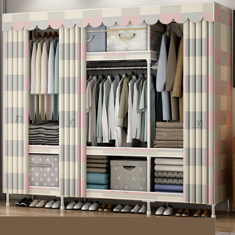 Contemporary Style Metal Wardrobe Cloth Rod Included Wardrobe Closet with Legs