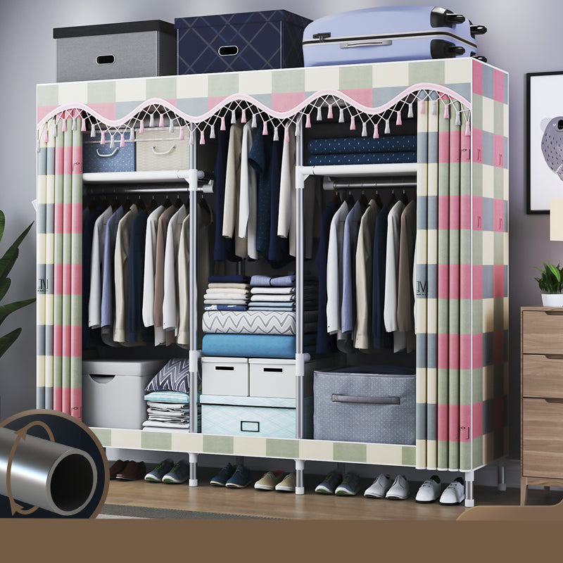 Contemporary Style Metal Wardrobe Cloth Rod Included Wardrobe Closet with Legs