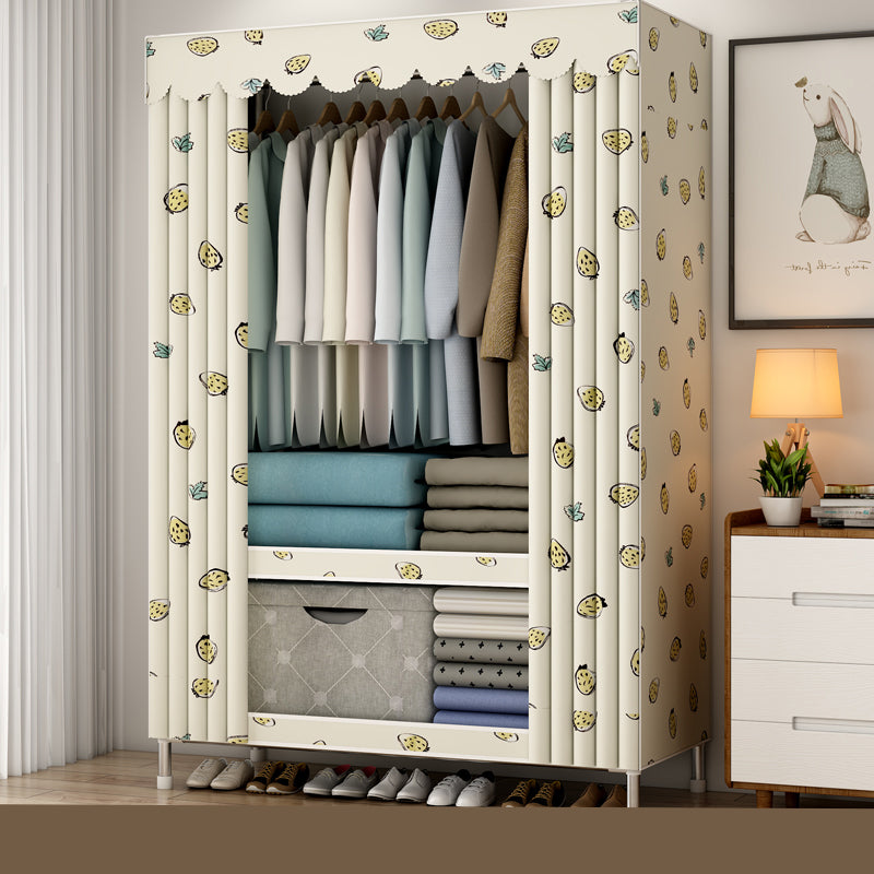 Contemporary Style Metal Wardrobe Cloth Rod Included Wardrobe Closet with Legs