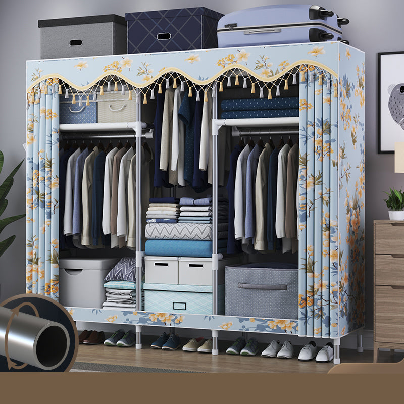 Contemporary Style Metal Wardrobe Cloth Rod Included Wardrobe Closet with Legs