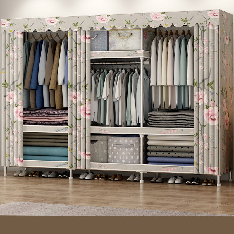 Contemporary Style Metal Wardrobe Cloth Rod Included Wardrobe Closet with Legs