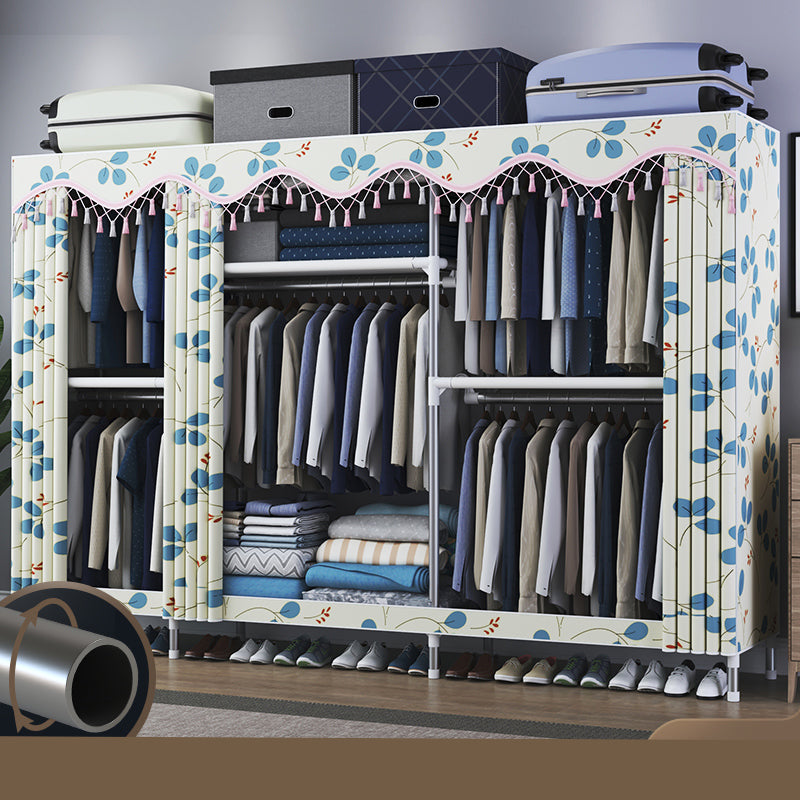Contemporary Style Metal Wardrobe Cloth Rod Included Wardrobe Closet with Legs