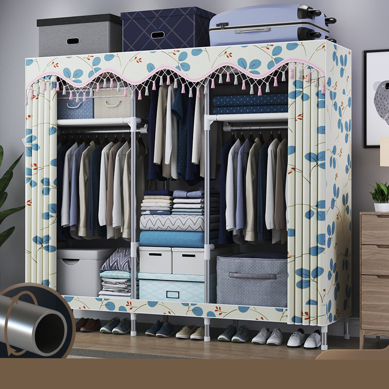 Contemporary Style Metal Wardrobe Cloth Rod Included Wardrobe Closet with Legs