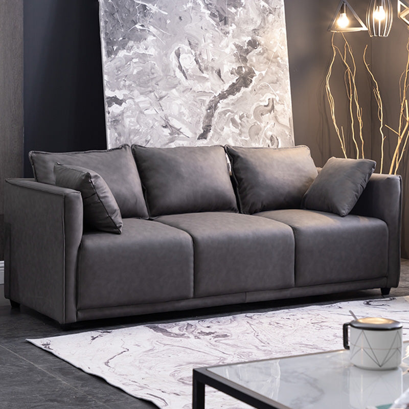 Solid Wood Square Arm Sofa with Cushions Back for Living Room