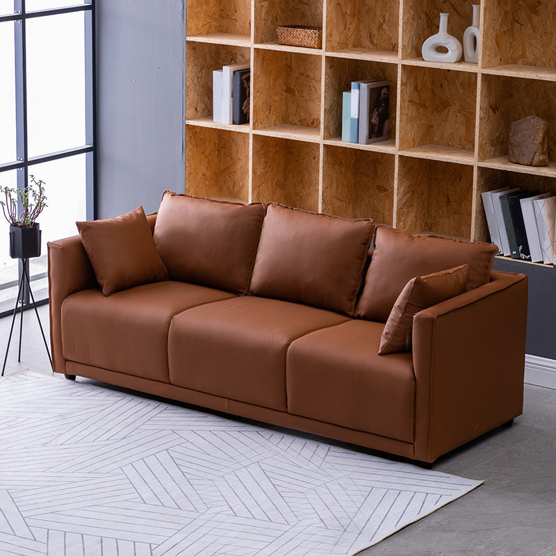 Solid Wood Square Arm Sofa with Cushions Back for Living Room