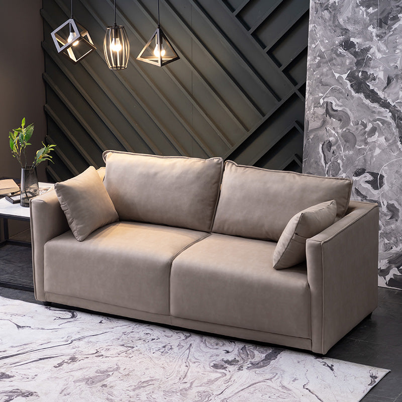 Solid Wood Square Arm Sofa with Cushions Back for Living Room