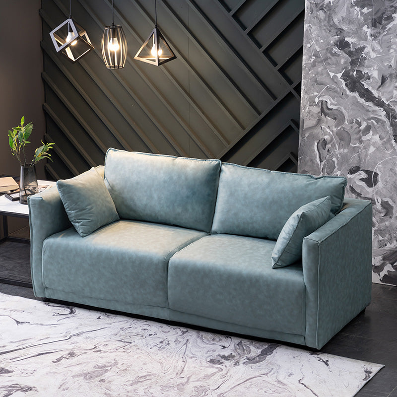 Solid Wood Square Arm Sofa with Cushions Back for Living Room