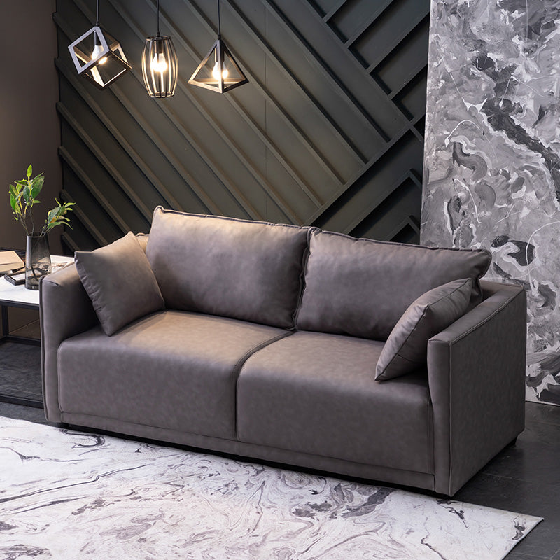 Solid Wood Square Arm Sofa with Cushions Back for Living Room