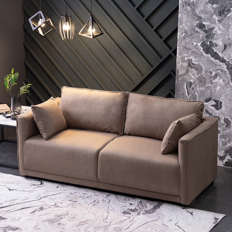 Solid Wood Square Arm Sofa with Cushions Back for Living Room