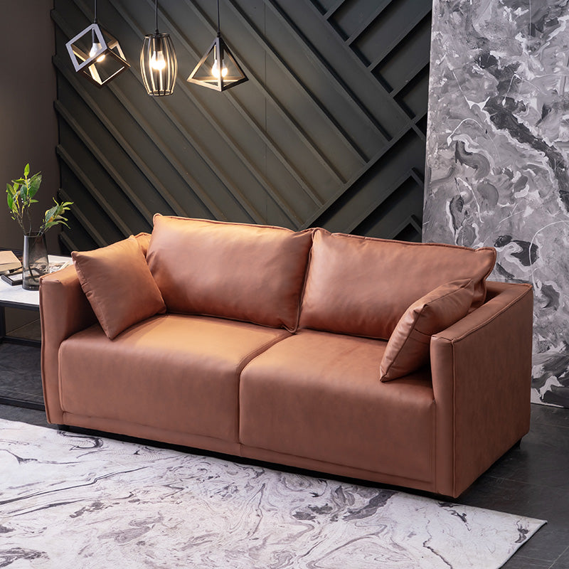 Solid Wood Square Arm Sofa with Cushions Back for Living Room
