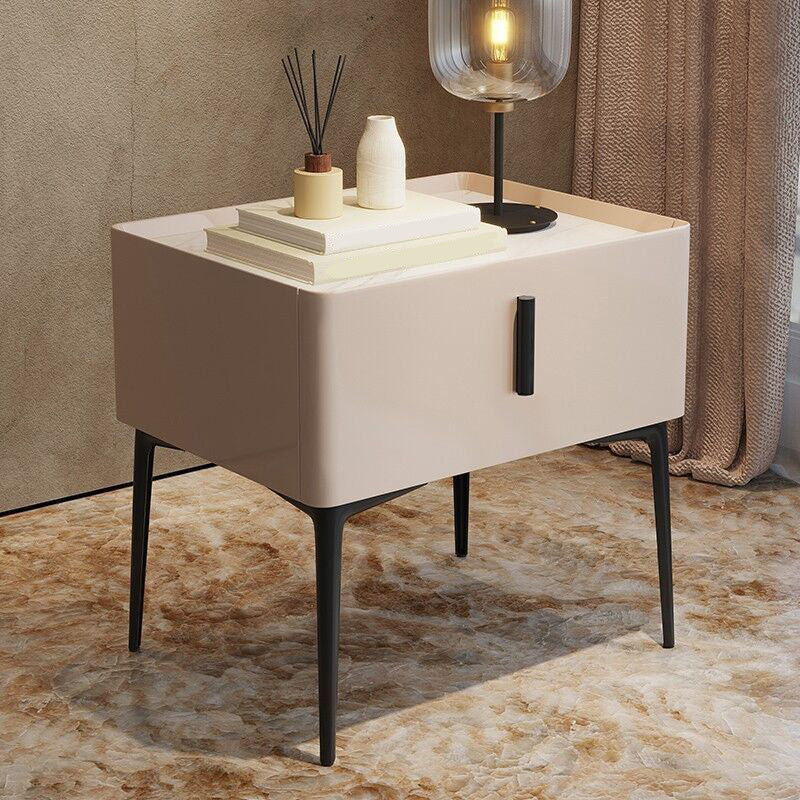1 - Drawer Contemporary Accent Table Nightstand Antique Finish Bed Nightstand