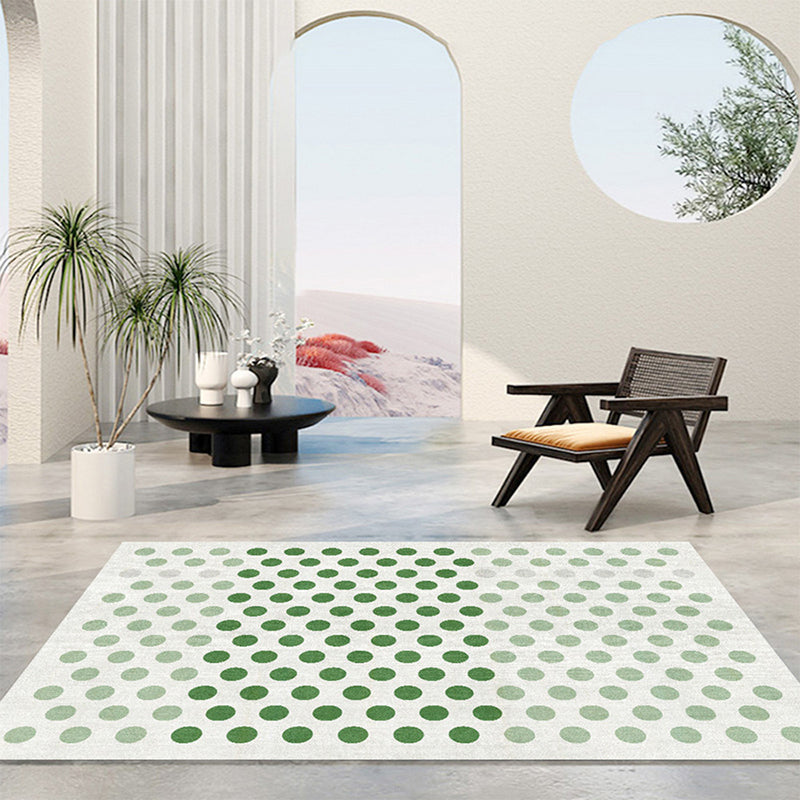 Modern Green Rug Polyester Circle Rug Stain Resistant Indoor Rug for Drawing Room