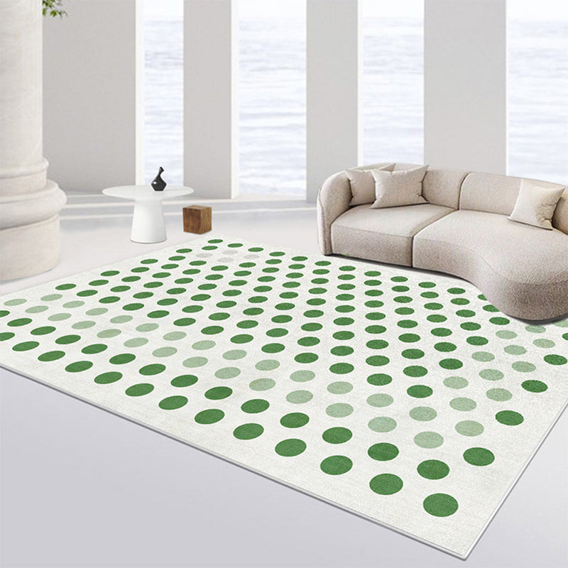 Modern Green Rug Polyester Circle Rug Stain Resistant Indoor Rug for Drawing Room