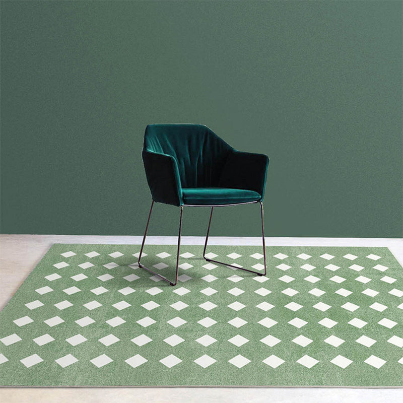 Modern Green Rug Polyester Circle Rug Stain Resistant Indoor Rug for Drawing Room