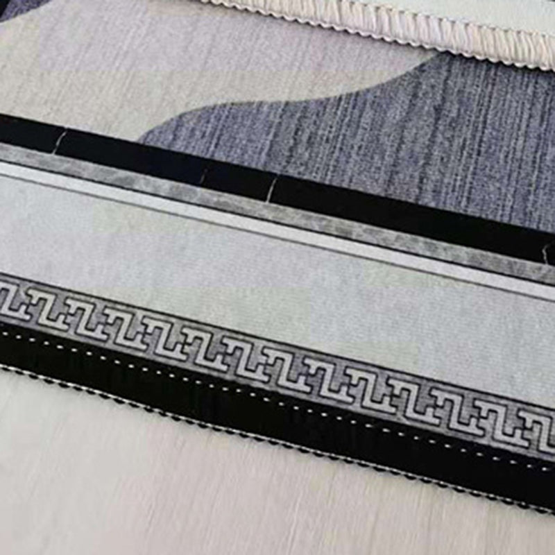 Modern Line Rug Polyester Grey Indoor Rug Tear Resistant Rug for Drawing Room