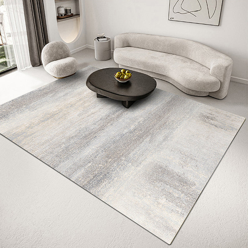 Grey Modern Rug Polyester Graphic Area Rug Washable Rug for Living Room