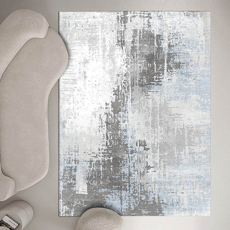 Grey Modern Rug Polyester Graphic Area Rug Washable Rug for Living Room