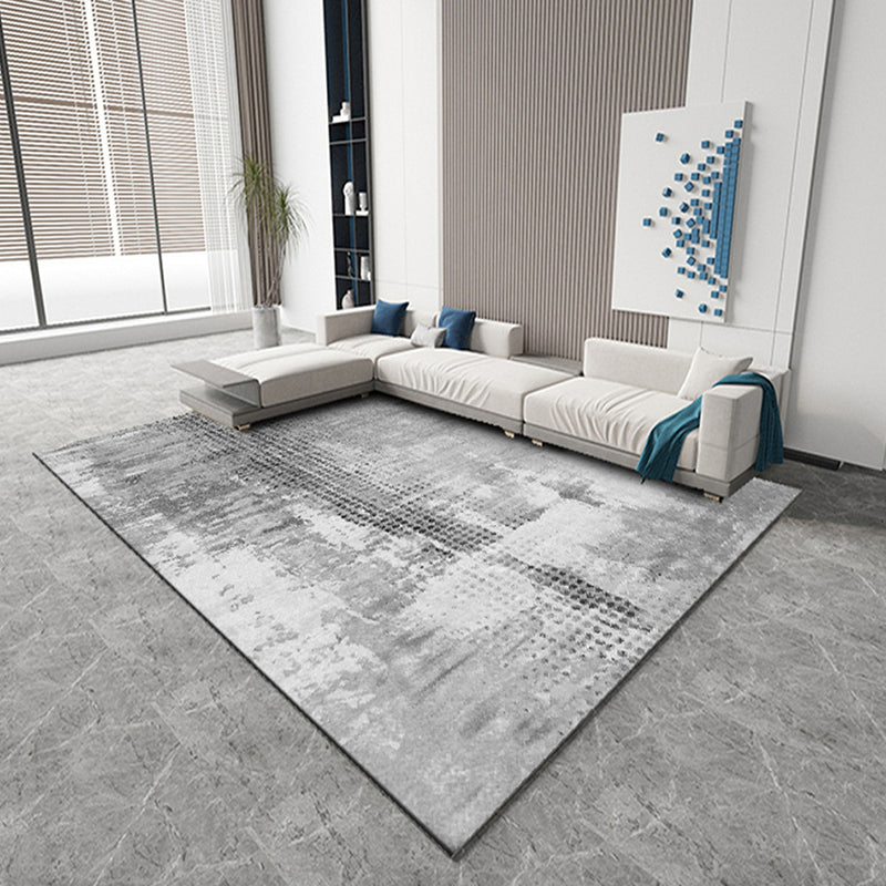 Grey Modern Rug Polyester Graphic Area Rug Washable Rug for Living Room