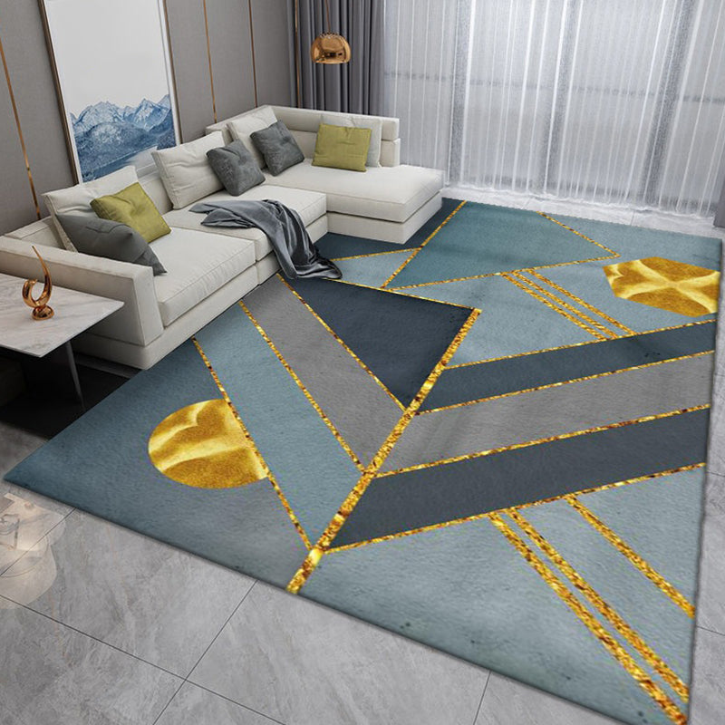 Green Color Piece Rug Polyester Indoor Rug Tear Resistant Rug for Living Room