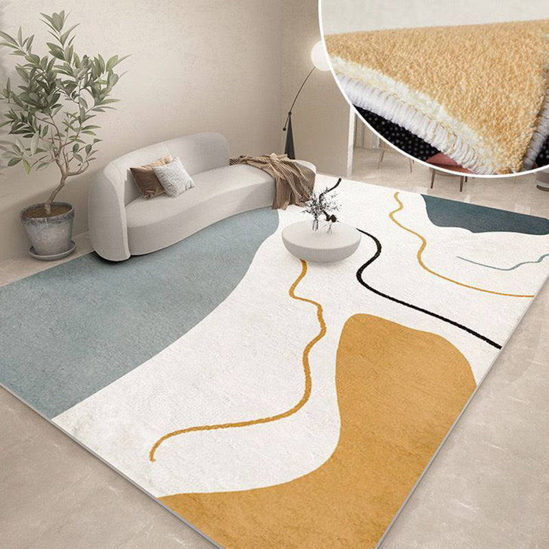Gray Line Carpet Polyester Simple Carpet Washable Carpet for Drawing Room