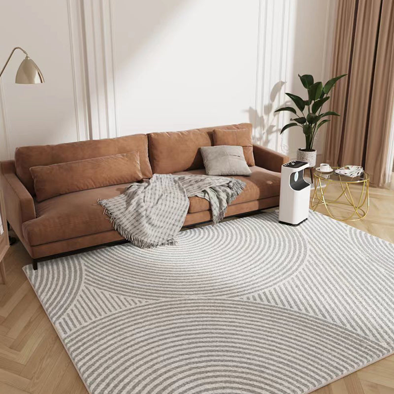 Light Grey Modern Rug Polyester Irregularity Line Rug Washable Rug for Living Room