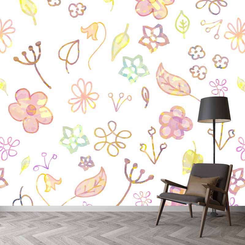 Flower Pattern Wallpaper Mildew Resistant Sleeping Room Wall Mural
