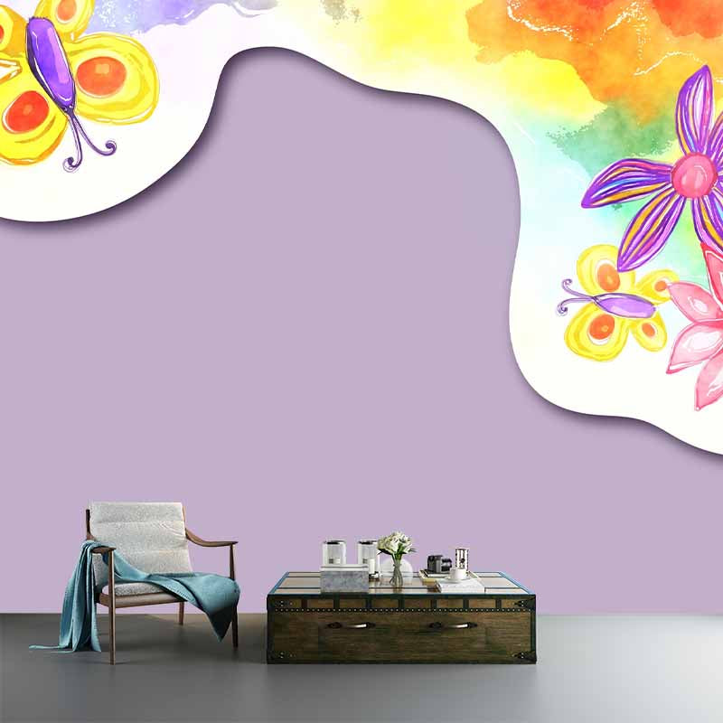 Flower Pattern Wallpaper Mildew Resistant Sleeping Room Wall Mural