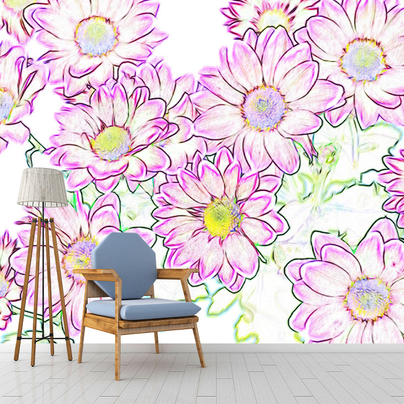 Modern Illustration Mural Wallpaper Plants Environment Friendly Bedroom Wall Mural