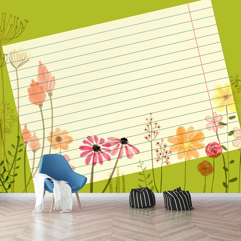 Illustration Stain Resistant Mural Wallpaper Plants Decorative Living Room Wall Mural