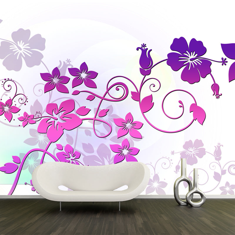 Modern Illustration Mural Wallpaper Flowers Sitting Room Wall Mural