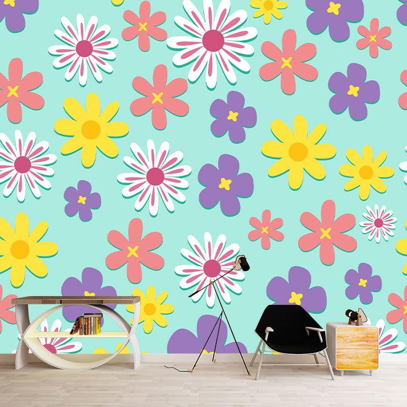 Modern Illustration Mural Wallpaper Flowers Sitting Room Wall Mural