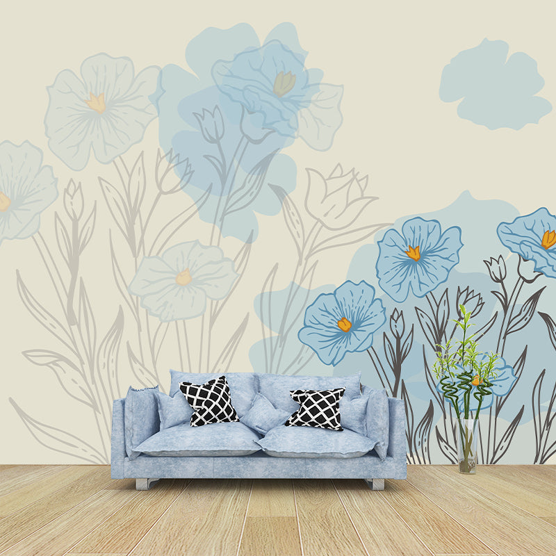 Plants Illustration Wallpaper Environment Friendly Mildew Resistant Indoor Wall Mural