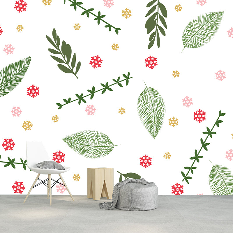 Plants Illustration Wallpaper Environment Friendly Mildew Resistant Indoor Wall Mural