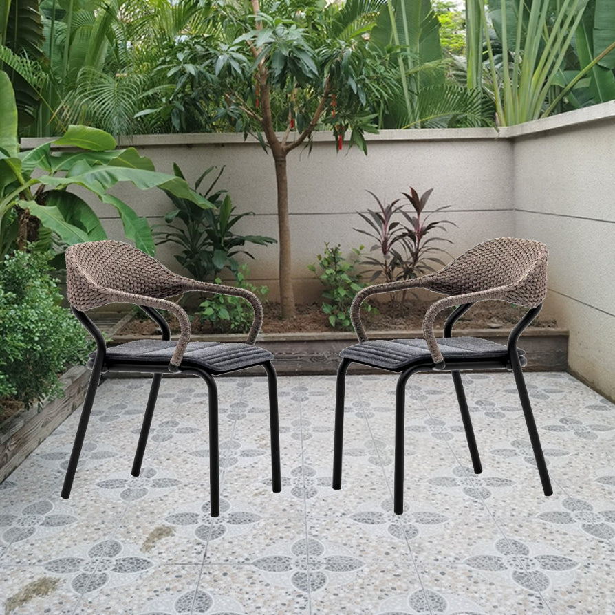 Boho Stone Top Dining Set 1/5/7 Pcs Dinette Table Set with Rattan Chairs