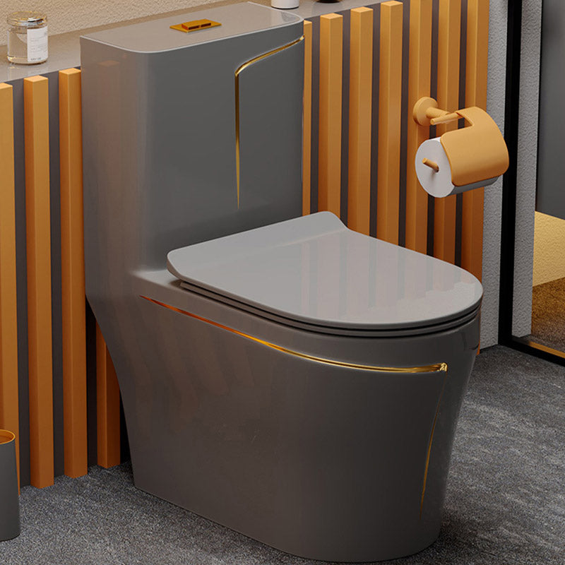 Skirted Flush Toilet Floor Mount Traditional One-Piece Toilet with Slow Close Seat
