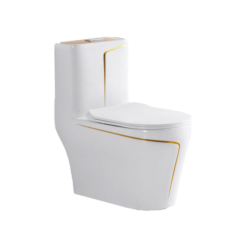 Skirted Flush Toilet Floor Mount Traditional One-Piece Toilet with Slow Close Seat