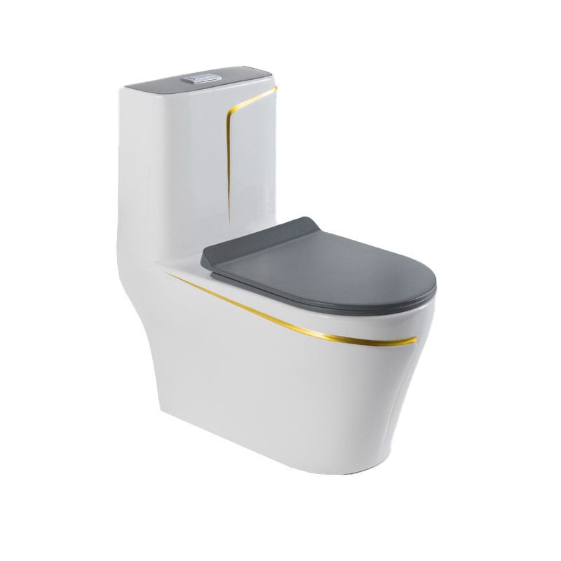 Skirted Flush Toilet Floor Mount Traditional One-Piece Toilet with Slow Close Seat