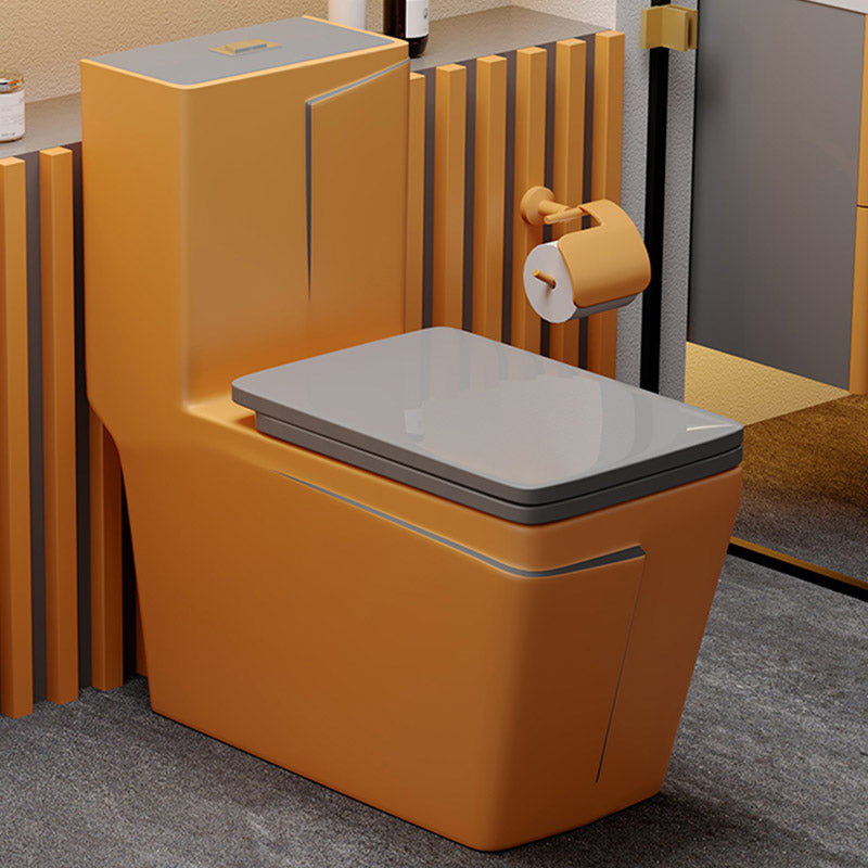 Skirted Toilet Floor Traditional Mount One-Piece Toilet with Slow Close Seat