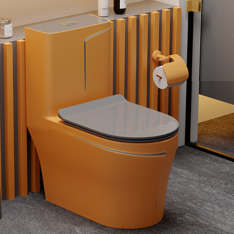Skirted Toilet Floor Traditional Mount One-Piece Toilet with Slow Close Seat