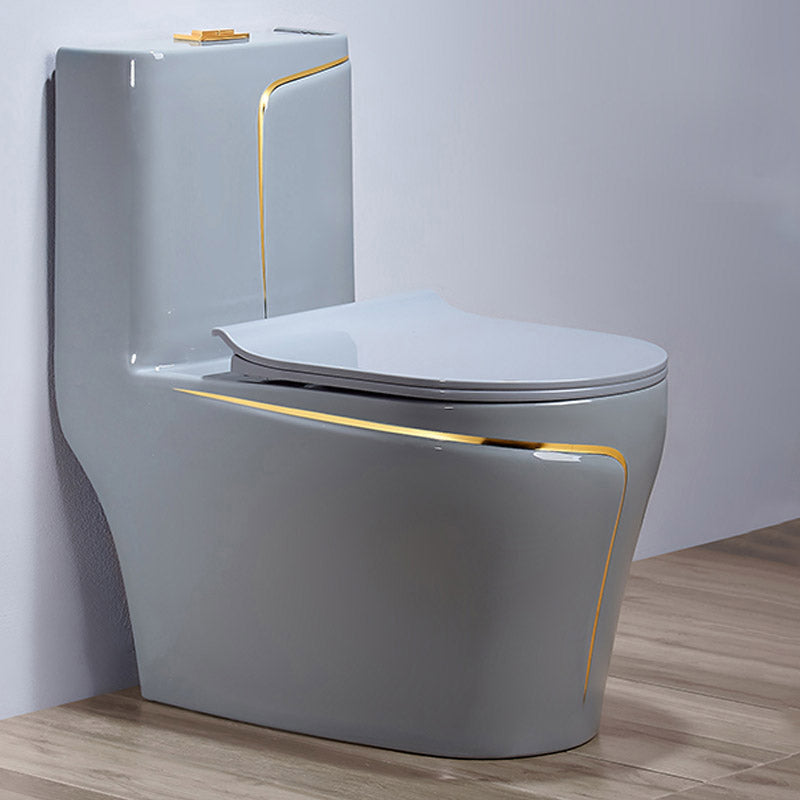 Skirted Toilet Floor Traditional Mount One-Piece Toilet with Slow Close Seat