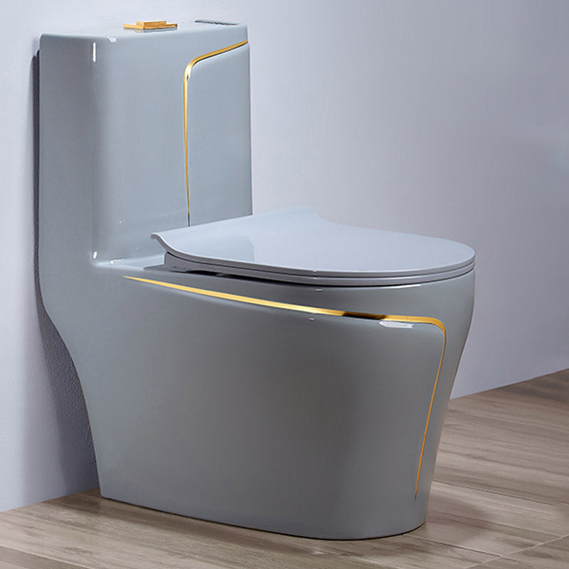 Skirted Toilet Floor Traditional Mount One-Piece Toilet with Slow Close Seat
