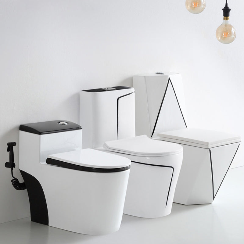 Skirted Toilet Traditional Floor Mount One-Piece Toilet with Slow Close Seat