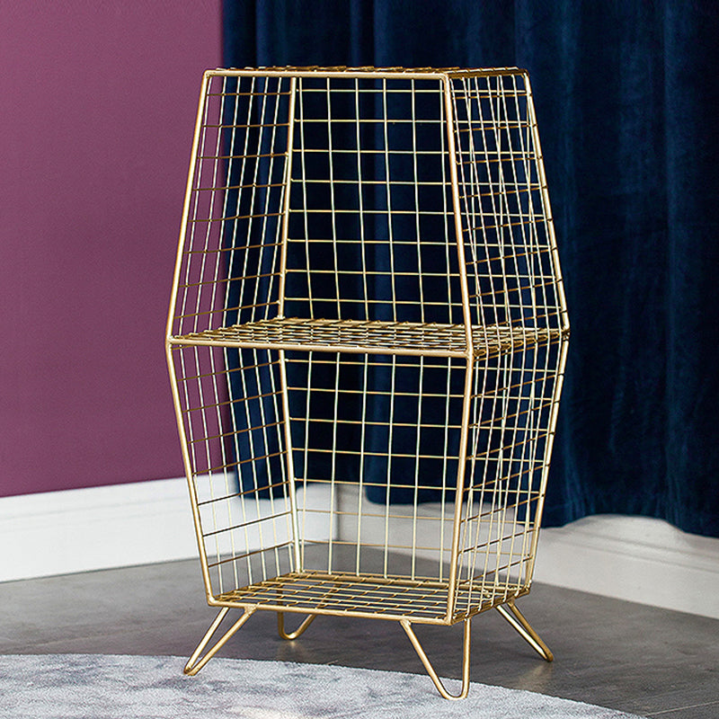 Glam Metal Bookshelf Closed Back Standard Bookcase with Shelves