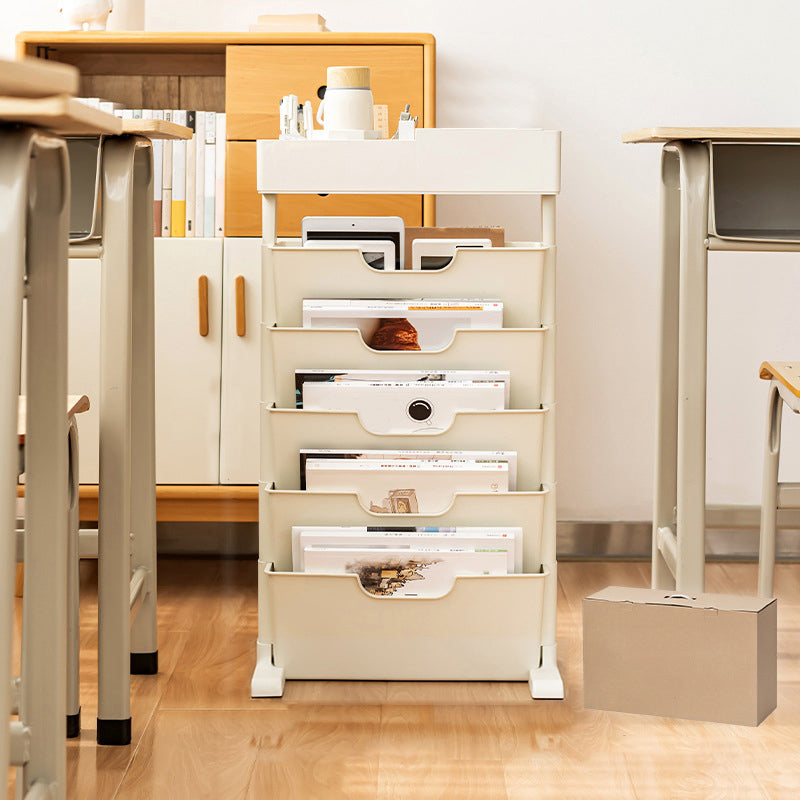 Contemporary Plastic Bookshelf Standard Closed Back Bookcase with Shelves