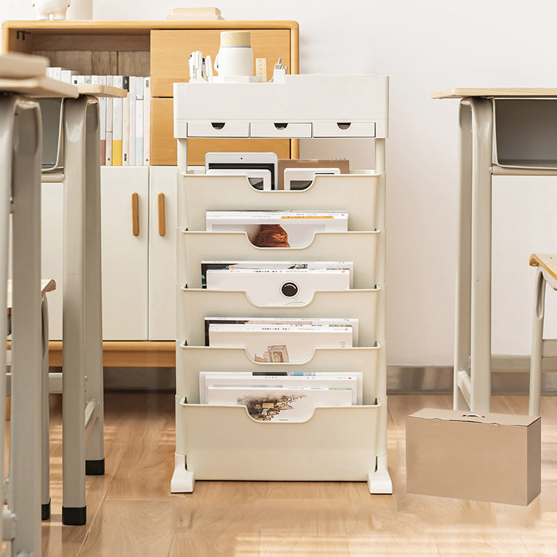 Contemporary Plastic Bookshelf Standard Closed Back Bookcase with Shelves