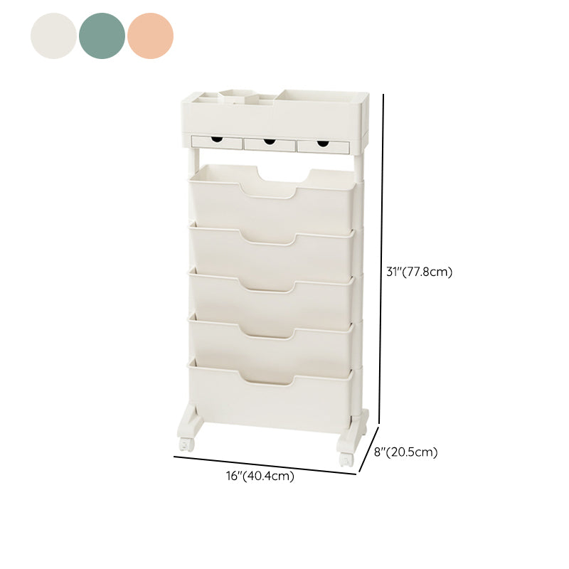 Contemporary Plastic Bookshelf Standard Closed Back Bookcase with Shelves