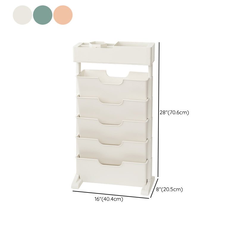 Contemporary Plastic Bookshelf Standard Closed Back Bookcase with Shelves