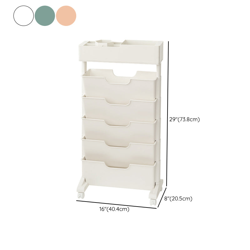 Contemporary Plastic Bookshelf Standard Closed Back Bookcase with Shelves